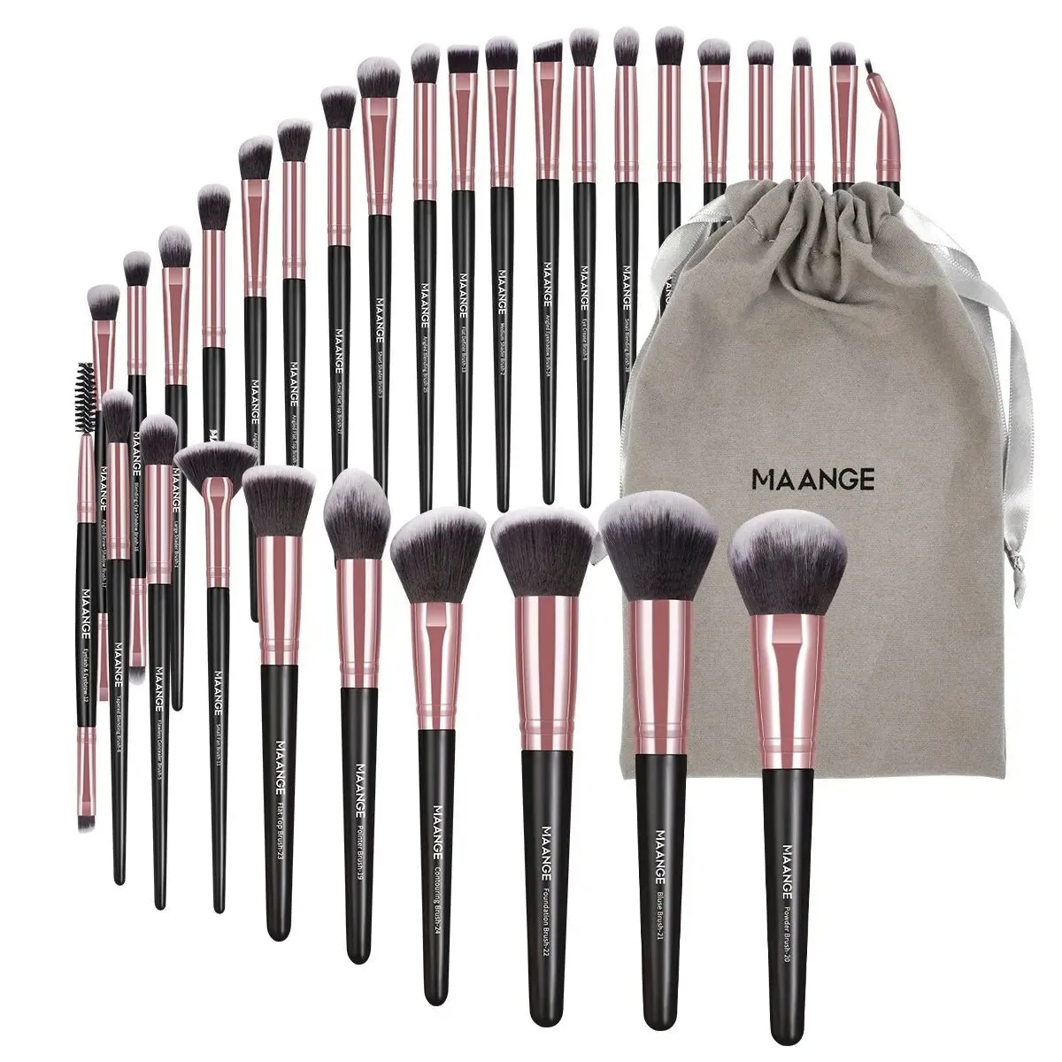 🌸 30pcs Professional Makeup Brush Set with Bag - Flawless Foundation, Concealers, Eye Shadows.