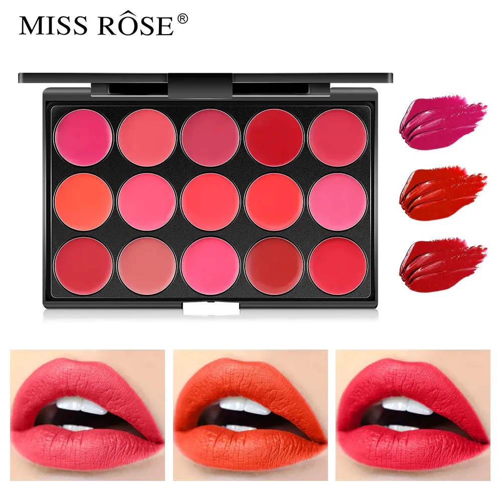 15 Colors Waterproof Matte Velvet Lipsticks Palette Highly Pigmented Lipsticks