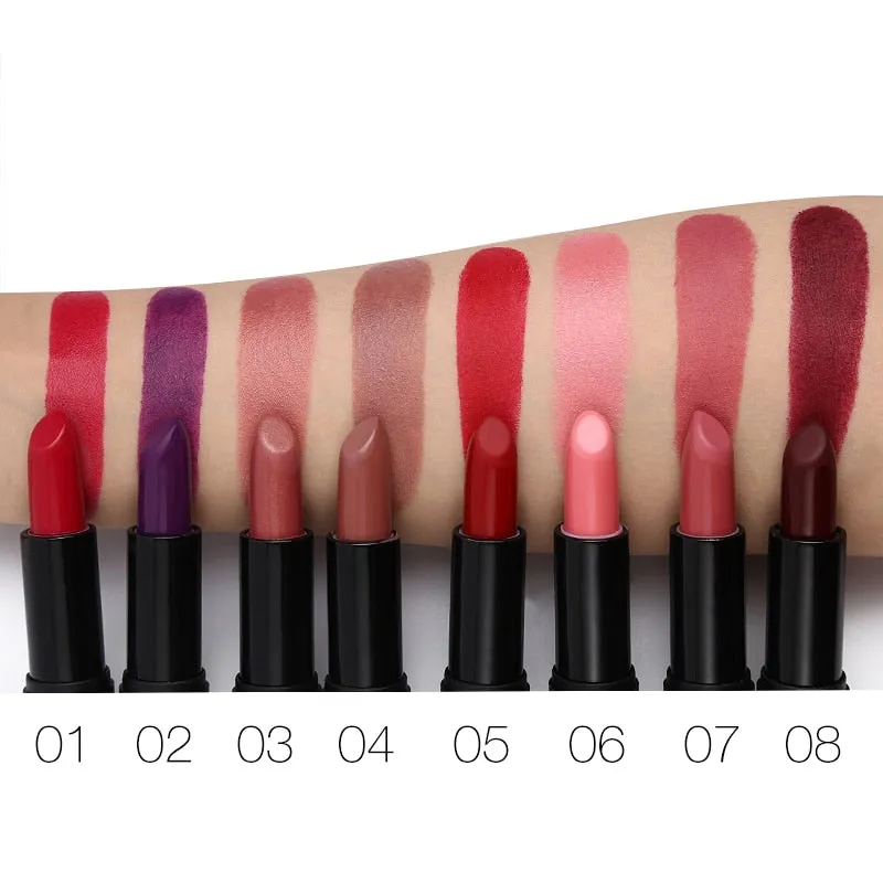 8 Colors Moisturizing Smooth Lipsticks Matte Shimmer Waterproof Long Lasting Lips Stick