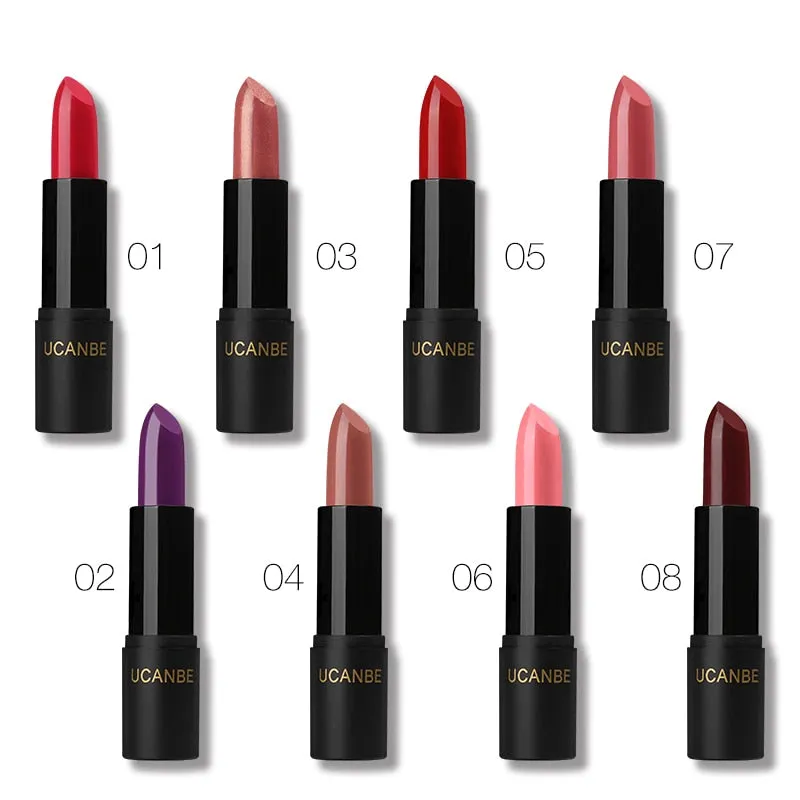 8 Colors Moisturizing Smooth Lipsticks Matte Shimmer Waterproof Long Lasting Lips Stick