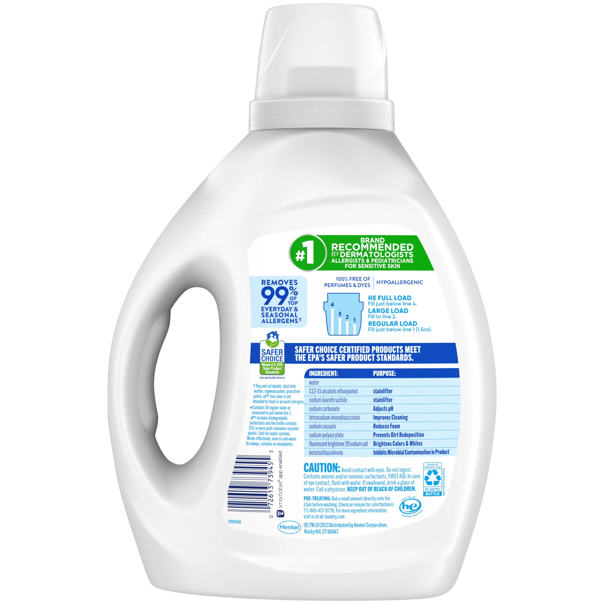 all Liquid Laundry Detergent, Free Clear for Sensitive Skin, 88 Fluid Ounces, 58 Loads