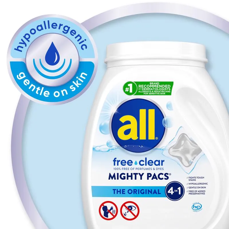 All Mighty Pacs Free & Clear Scent Laundry Detergent Pod 25.8 oz 39 pk