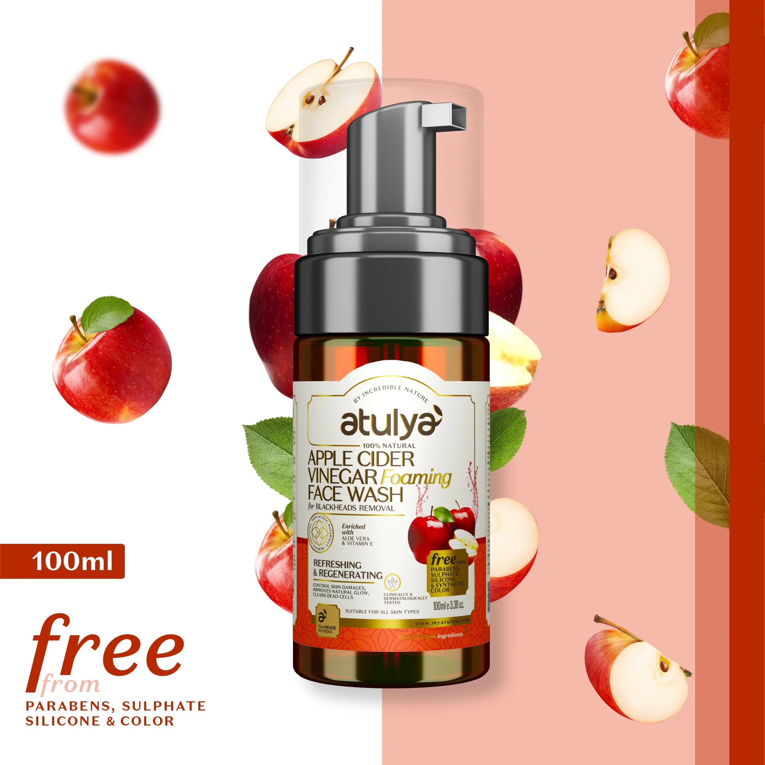 atulya Apple Cider Vinegar Foaming Face Wash 100ml (6 Products at Rs.799)