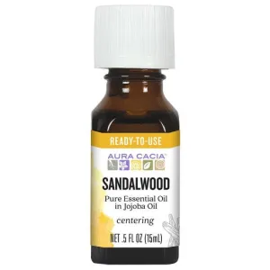 Aura Cacia Sandalwood In Jojoba Oil Ready To Use Essential Oil 0.5oz