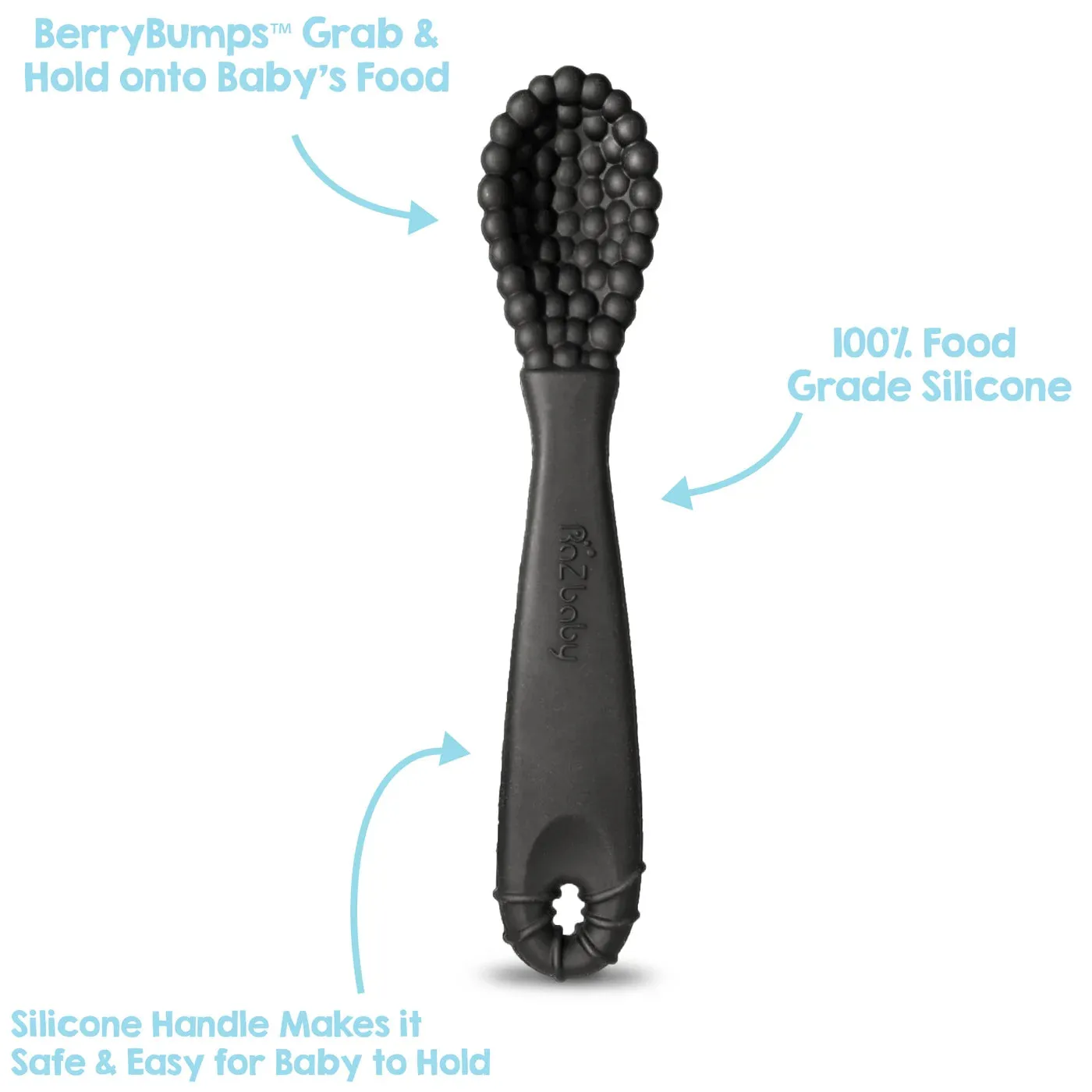 black   white | razberry silicone training spoons