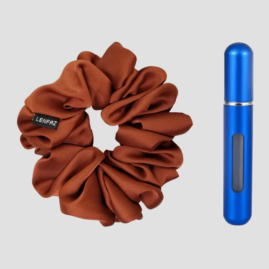 Caramel Crush Matte Silk Scrunchie - Royal Blue Mini Perfume Spray Btl.