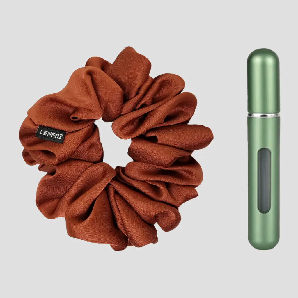 Caramel Crush Matte Silk Scrunchie - Sage Green Mini Perfume Spray Btl.