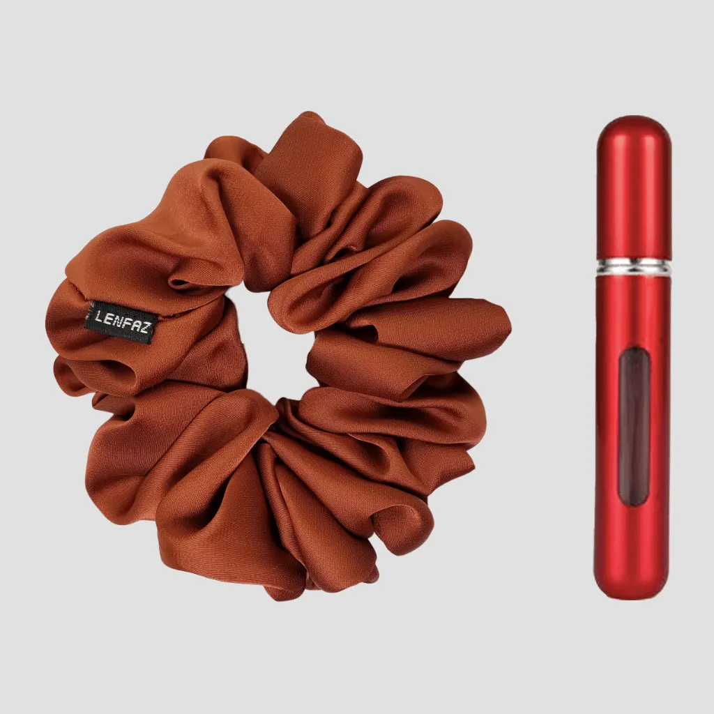 Caramel Crush Matte Silk Scrunchie - So Red Mini Perfume Spray Btl.