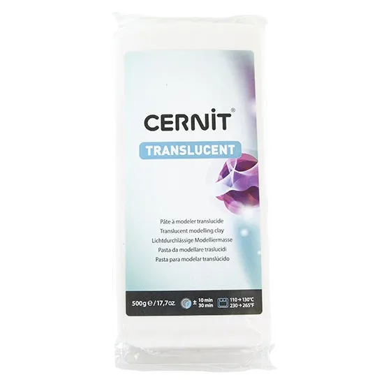 Cernit Translucent Polymer Clay - Translucent White 17.7oz (500g) block