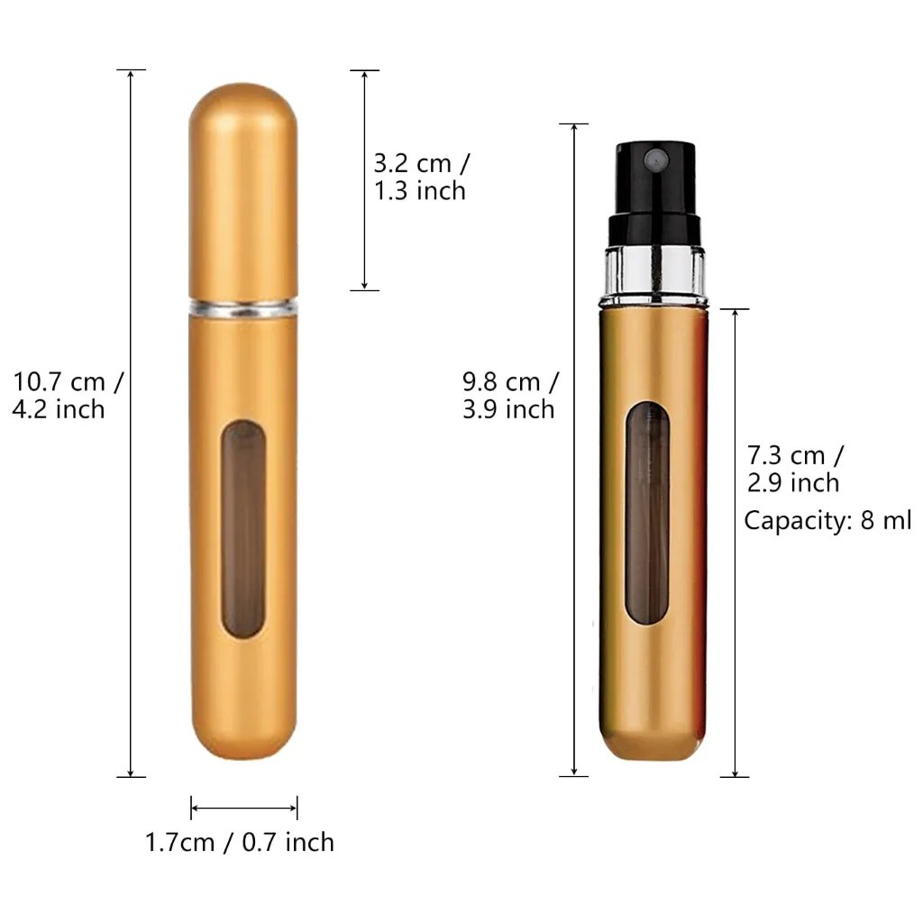 Champagne Gold 8ml Mini Refillable Perfume Spray Bottle