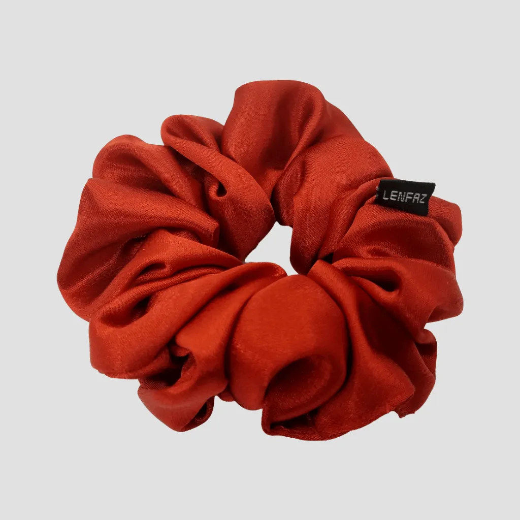 Crimson Red Satin Silk Scrunchie - Berry Pink Mini Perfume Spray Btl.