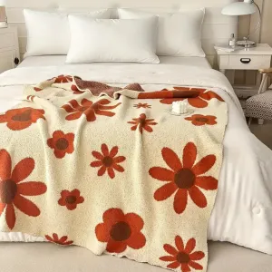 Daisy Knitted Throw Blanket Fluffy Microfiber Bed Blanket Lightweight 2 sided Blanket For Couch Sofa Bed or even Travel