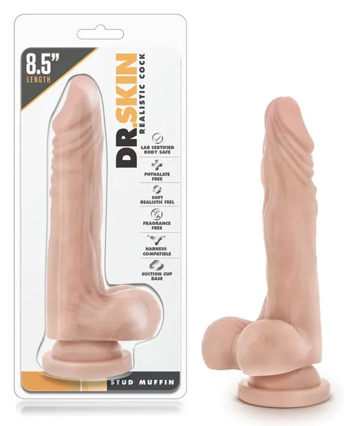 Dr. Skin Stud Muffin 8.5" Dong w/suction Cup - Beige