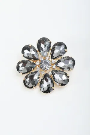 Grey Flower Brooch