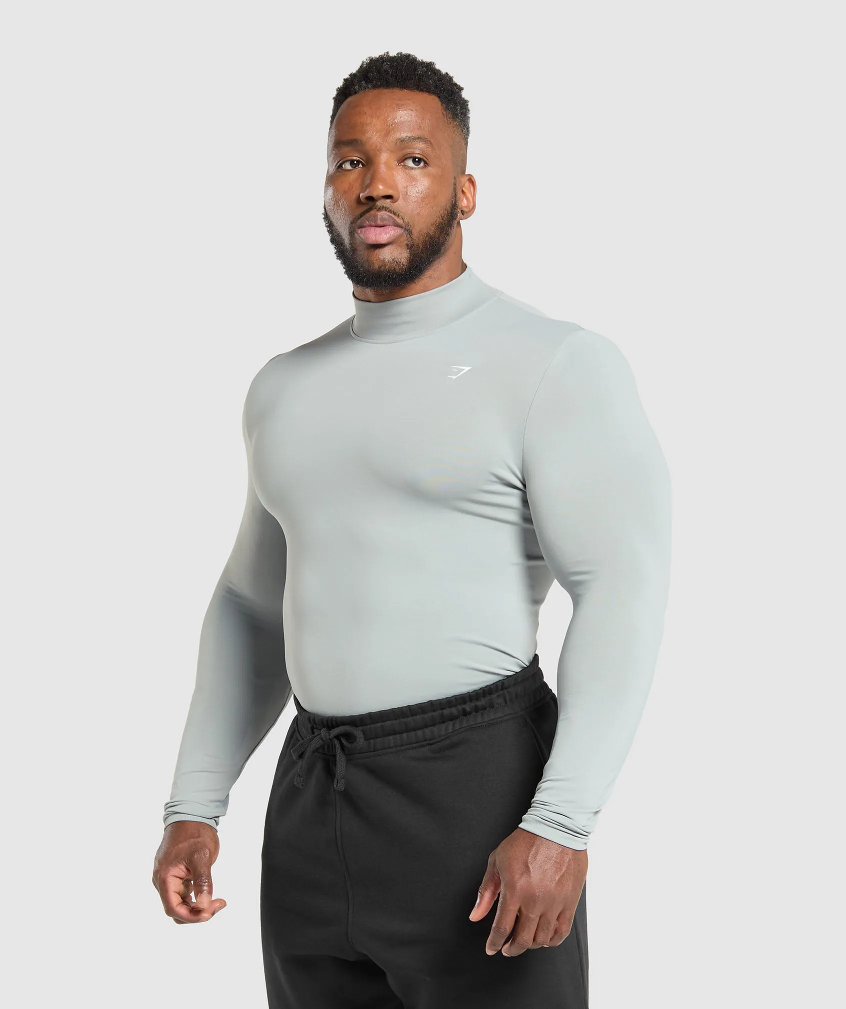 Gymshark Everyday Seamless Mock Long Sleeve T-Shirt - Silver Grey