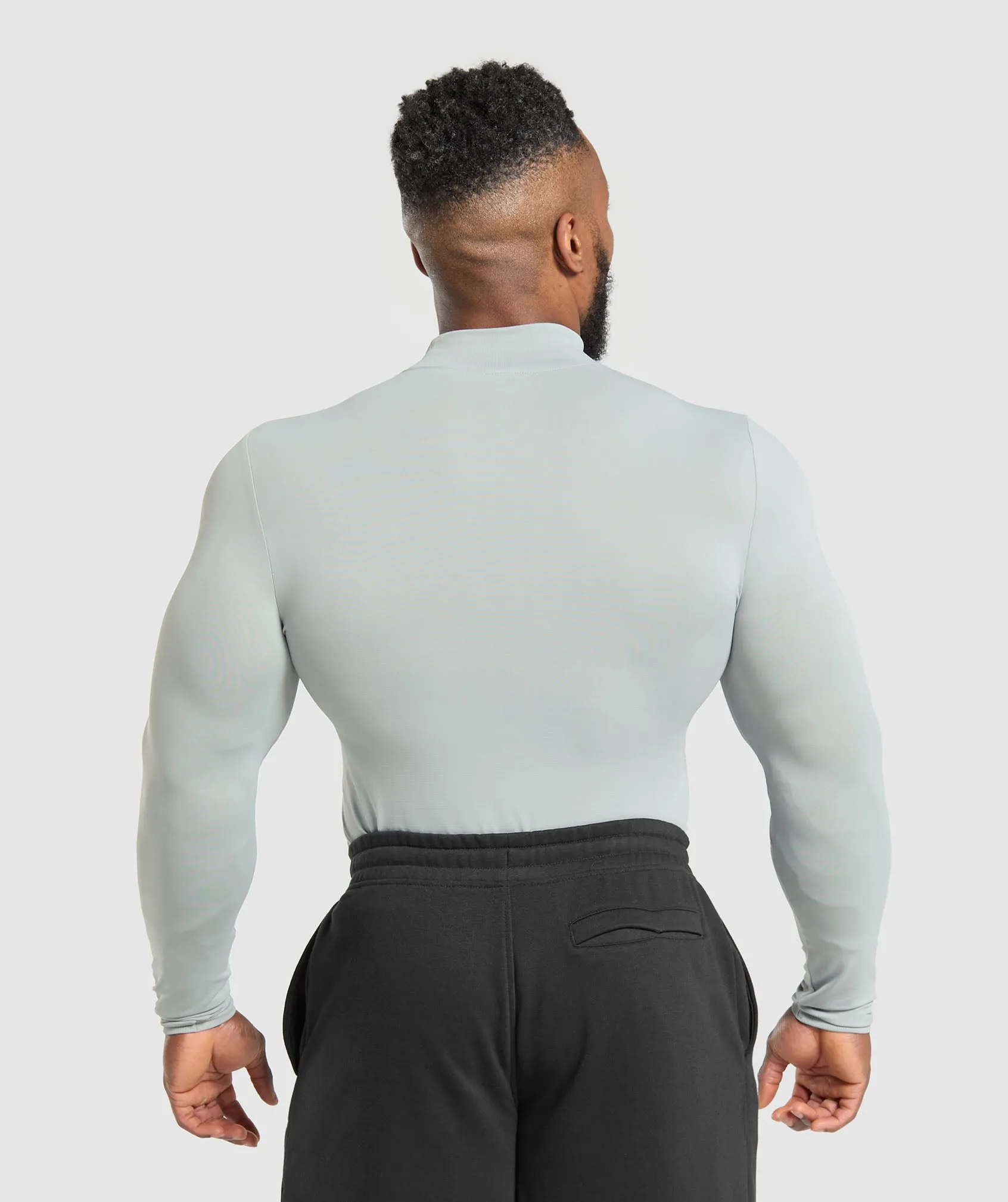 Gymshark Everyday Seamless Mock Long Sleeve T-Shirt - Silver Grey