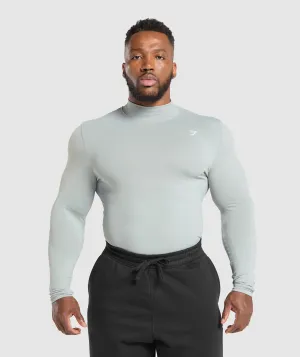 Gymshark Everyday Seamless Mock Long Sleeve T-Shirt - Silver Grey