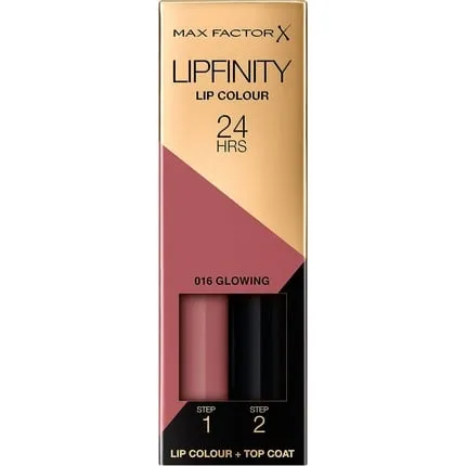 Long-lasting lipstick Lipfinity Two Step Lipstick 016 Glowing Pink Lip Color   Top Coat 4.2G, Max Factor