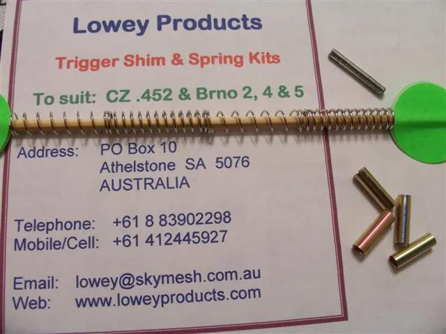 Lowey Trigger Shim & Spring Kit for CZ 452/455 & Brno Model 2, 4 & 5