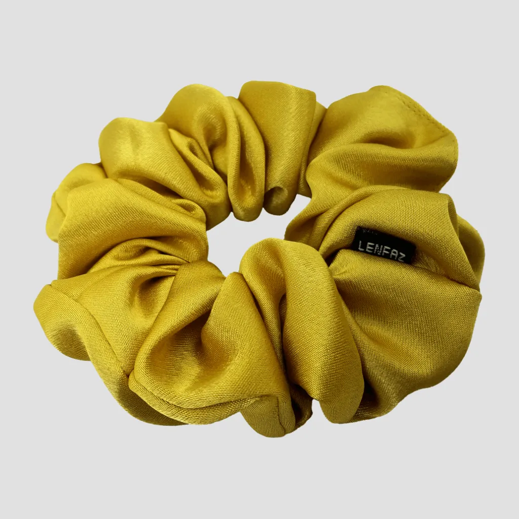 Luxury Gold Satin Silk Scrunchie - Champagne Gold Mini Perfume Spray Btl.