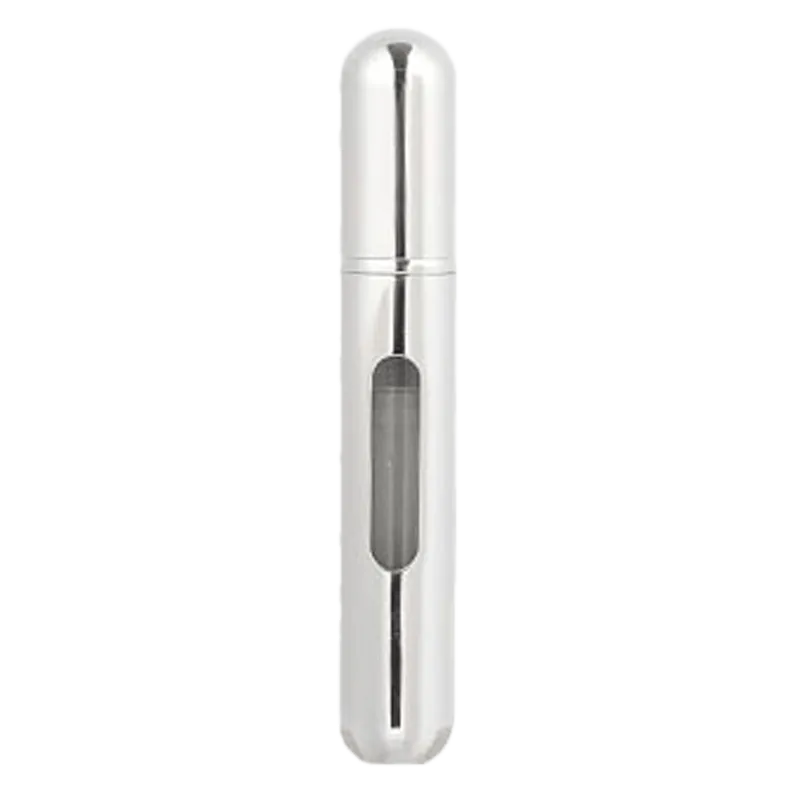 Metallic Silver 8ml Mini Refillable Perfume Spray Bottle