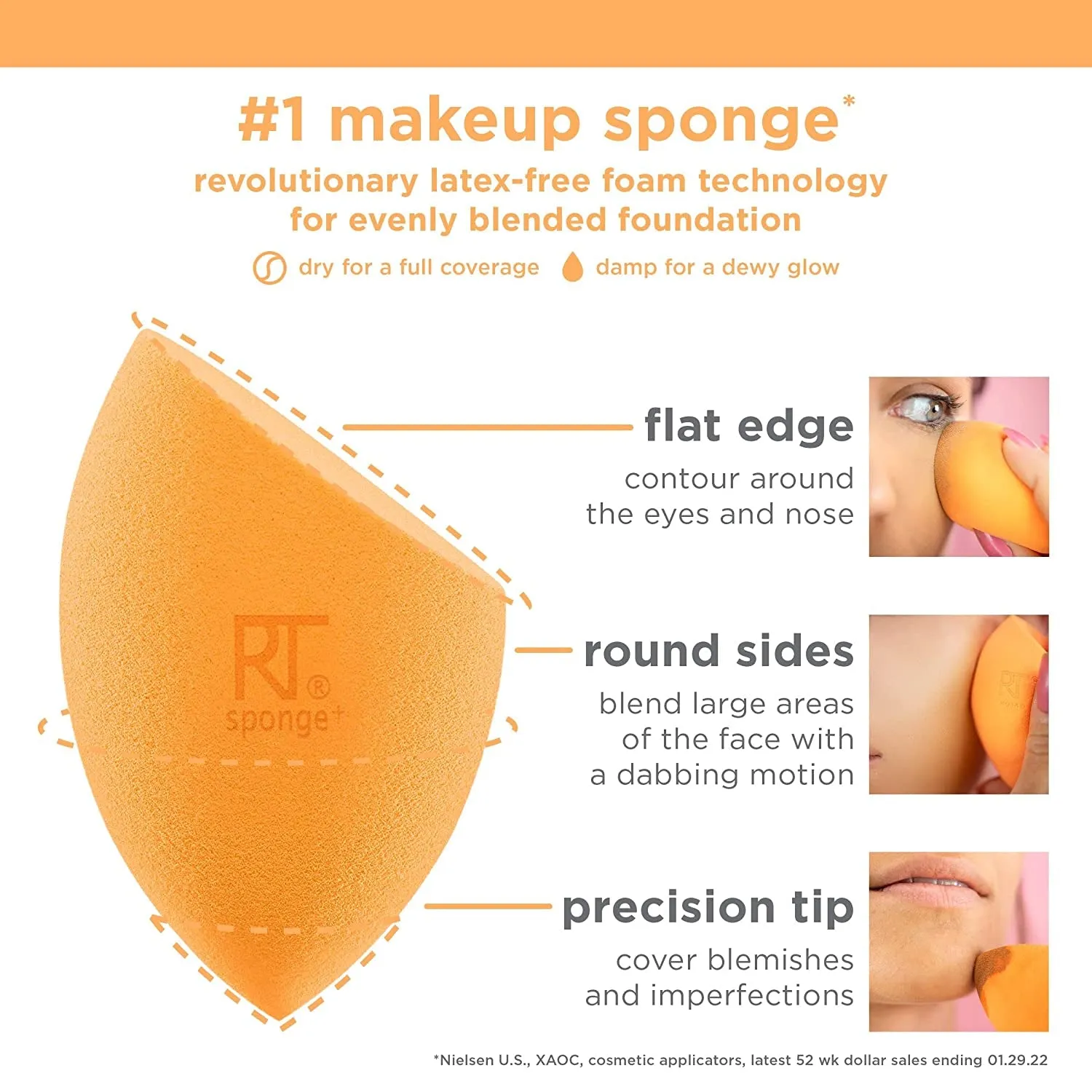 Miracle Beauty Sponge for Makeup Blending & Foundation Application, Latex Free, 2 Count