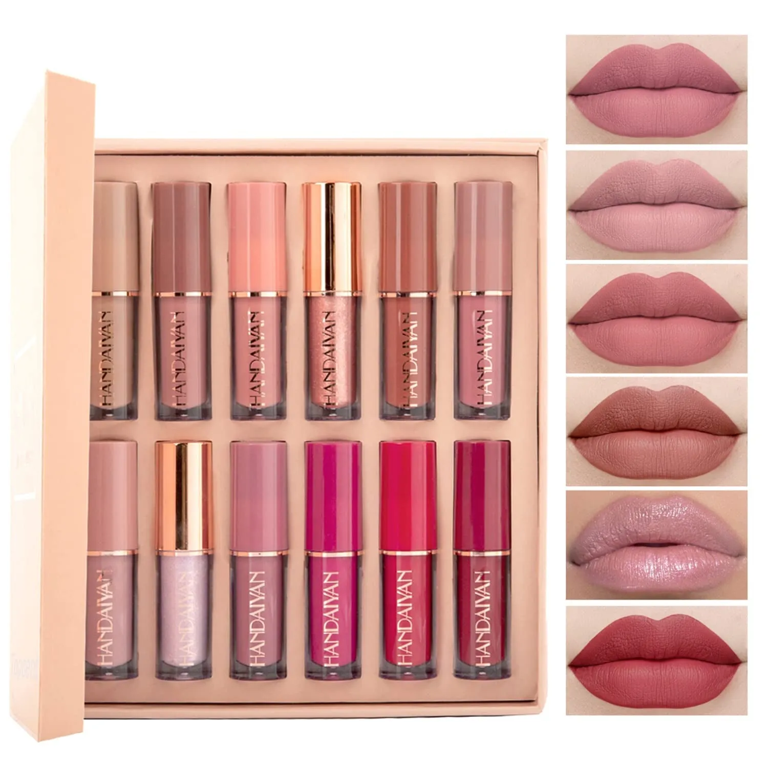 Nude Matte Liquid Lipstick Set - 6 Waterproof, Long-Lasting Shades for Effortless Glamour