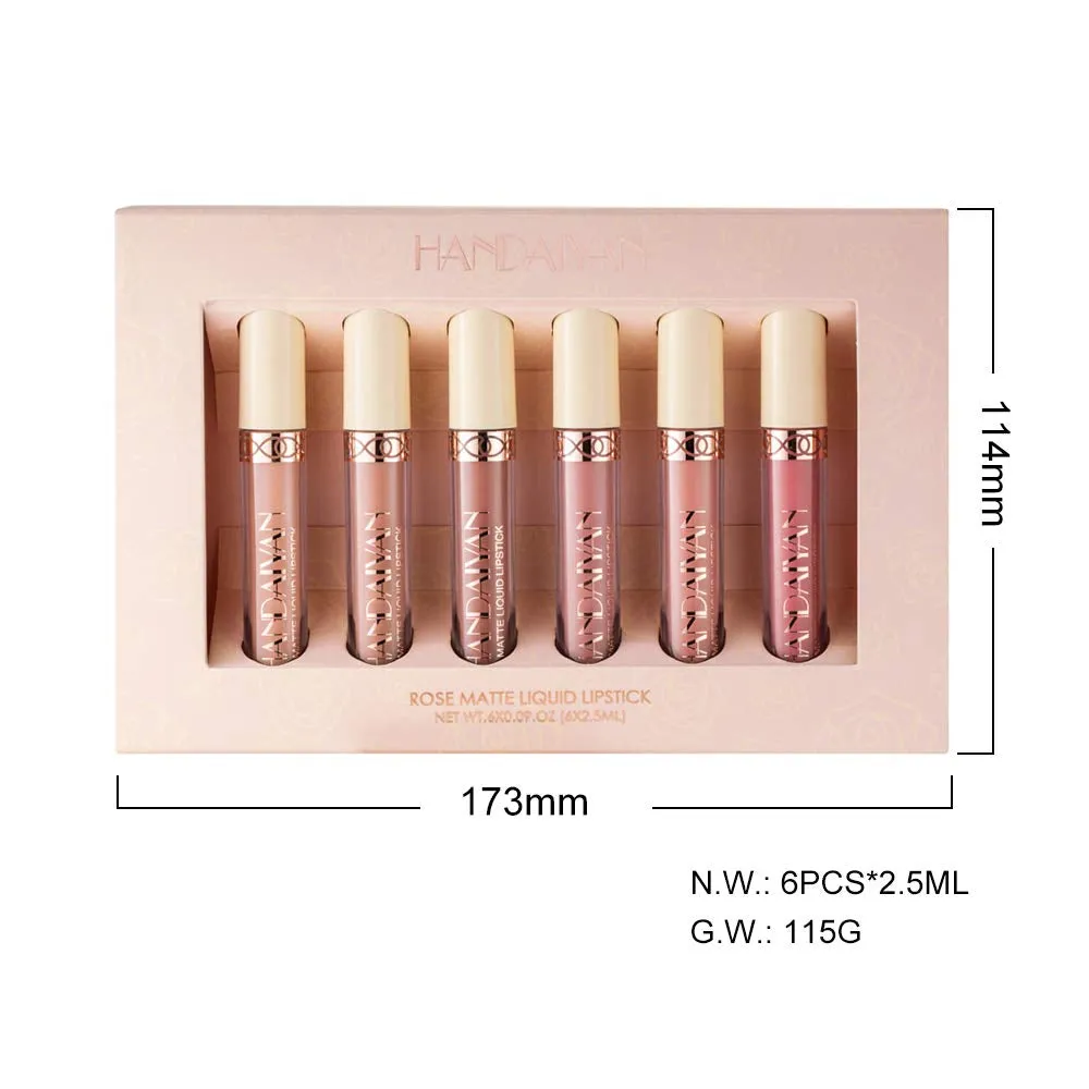 Nude Matte Liquid Lipstick Set - 6 Waterproof, Long-Lasting Shades for Effortless Glamour