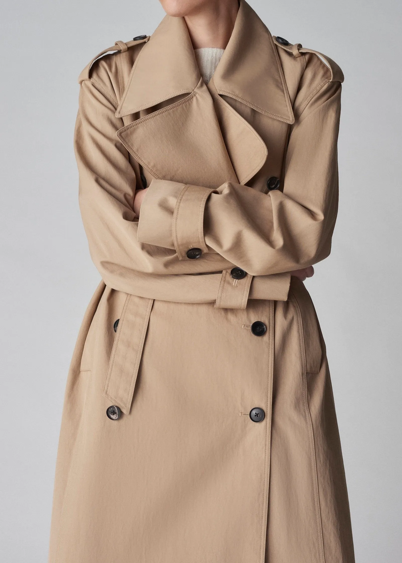 Oversized Trench in Cotton Twill - Camel