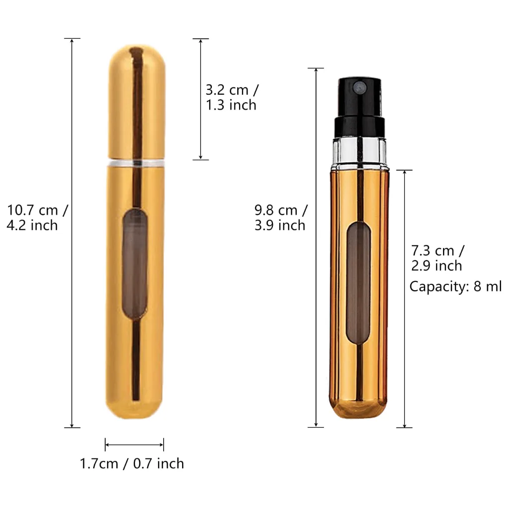 Royal Gold 8ml Mini Refillable Perfume Spray Bottle