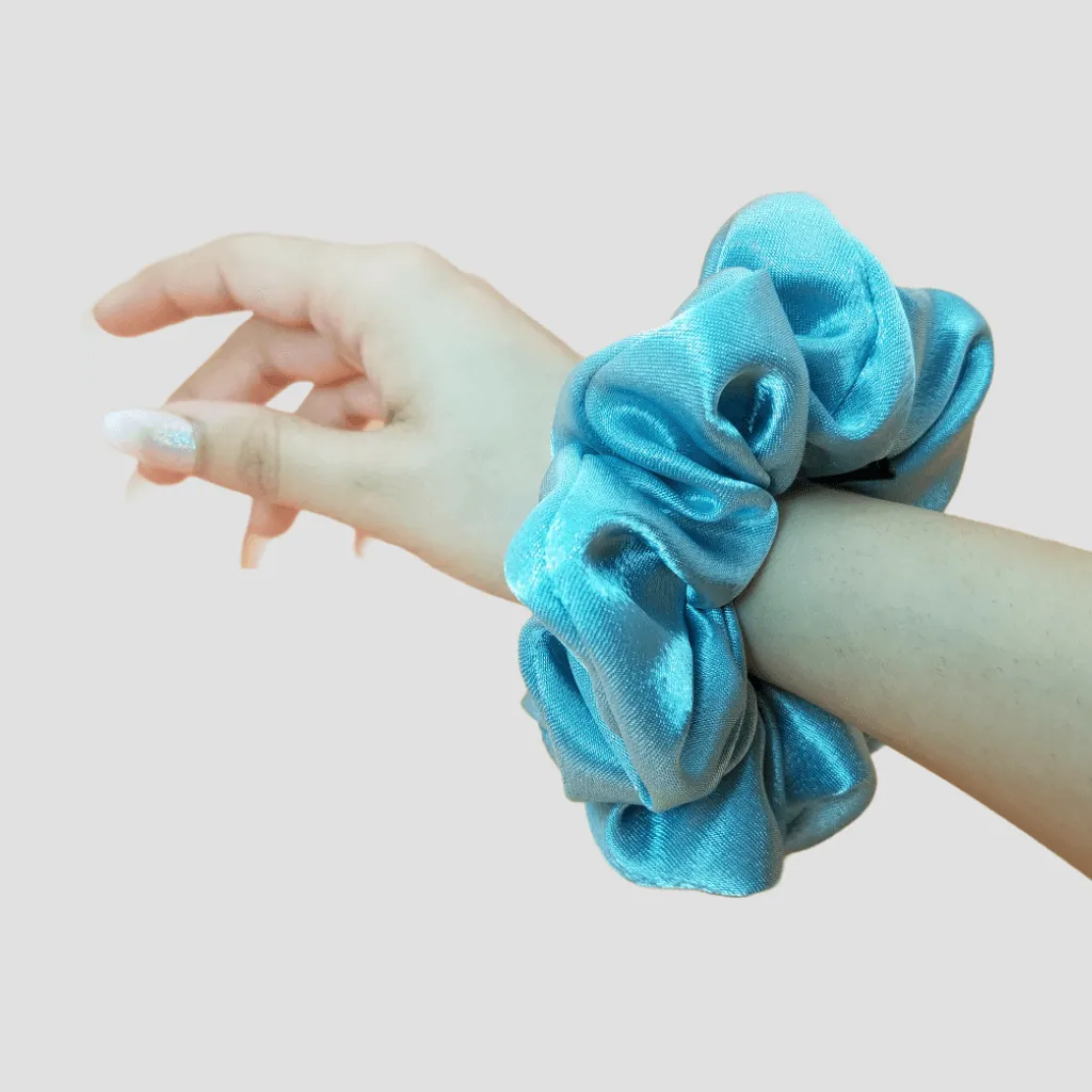 Seafoam Blue Satin Silk Scrunchie - Sage Green Mini Perfume Spray Btl.