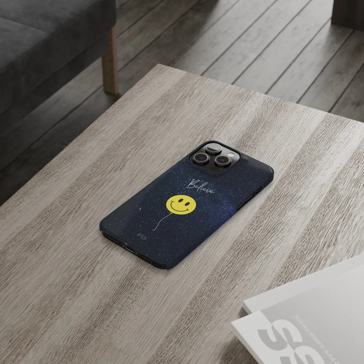 Smiley Face in Space Believe Slim Case for iPhone