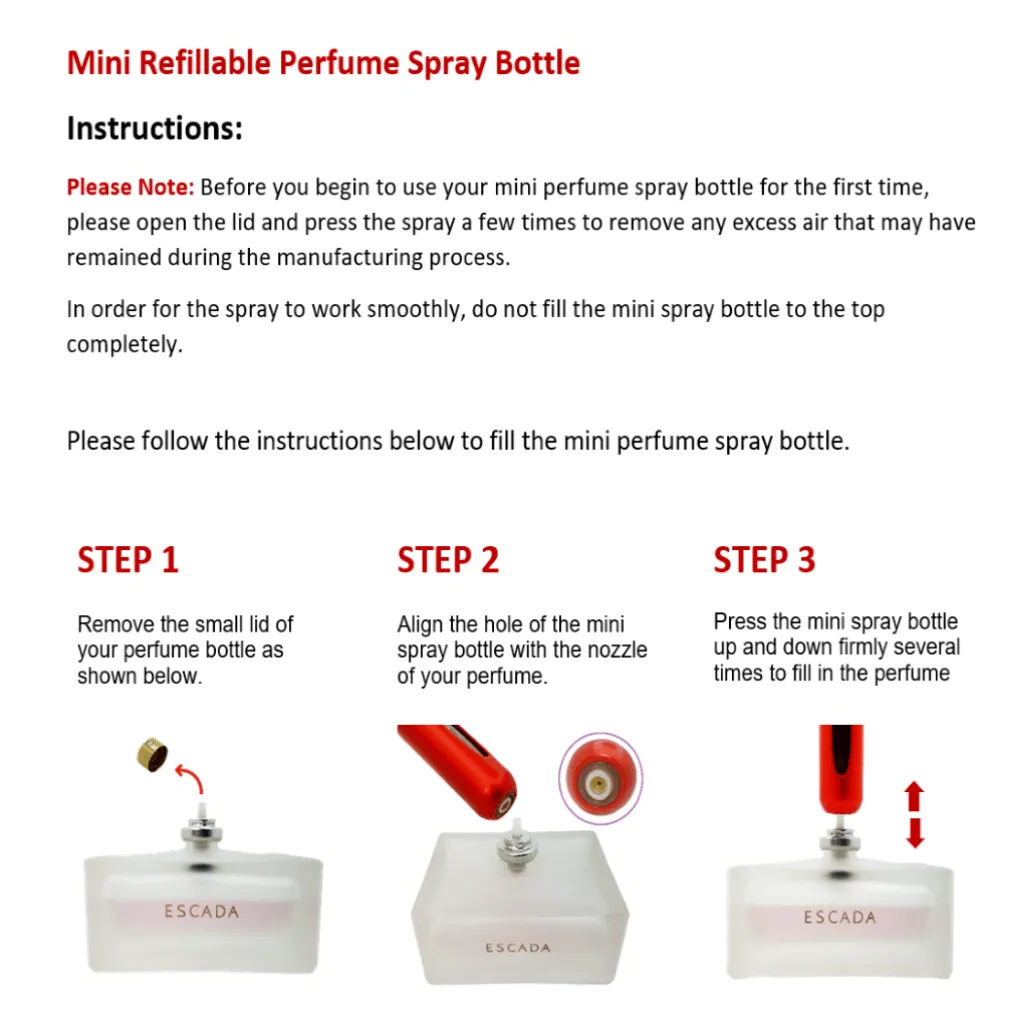 So Red 5ml Mini Refillable Perfume Spray Bottle