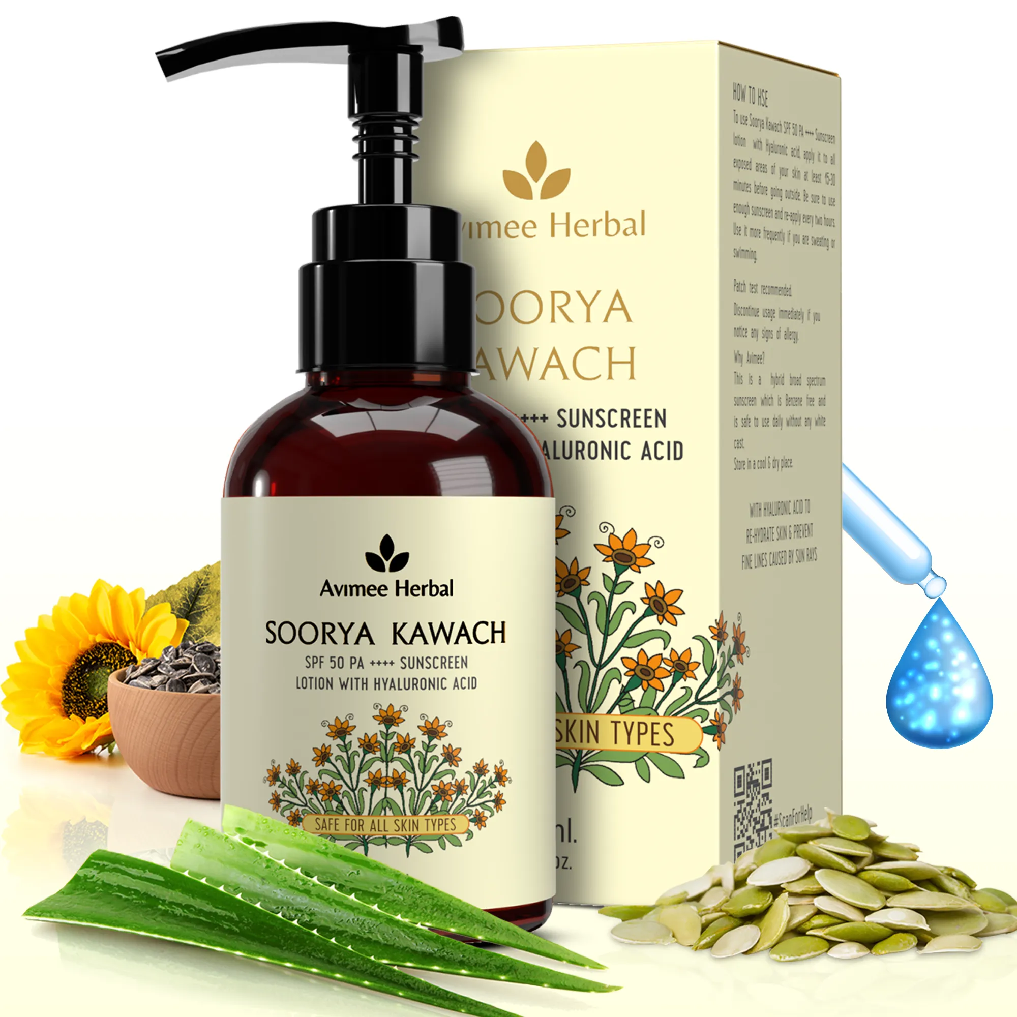 Soorya Kawach SPF 50 PA     Hyaluronic Acid Sunscreen Lotion