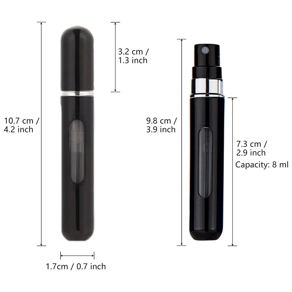 Ultra Black 8ml Mini Refillable Perfume Spray Bottle