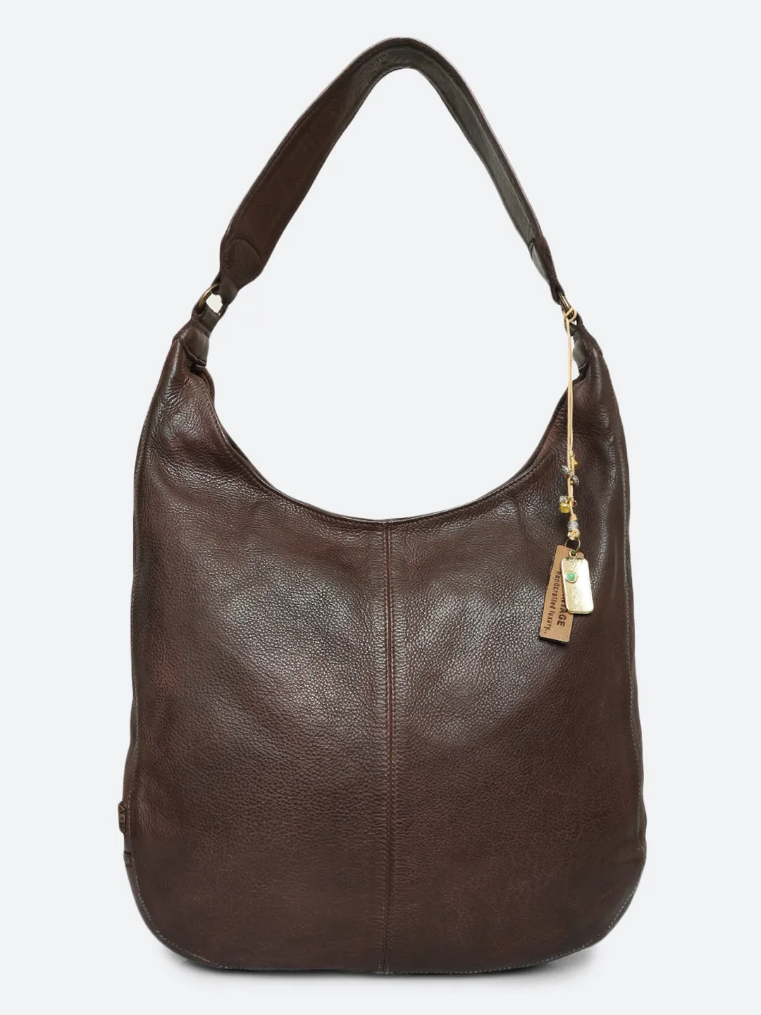 Zarina: Tan Washed Leather Shoulder Hobo Bag